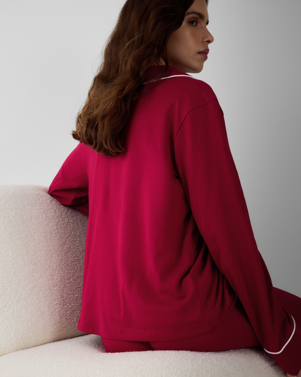 image 1 of F&F Pure Cotton Revere Pyjama Set in Red