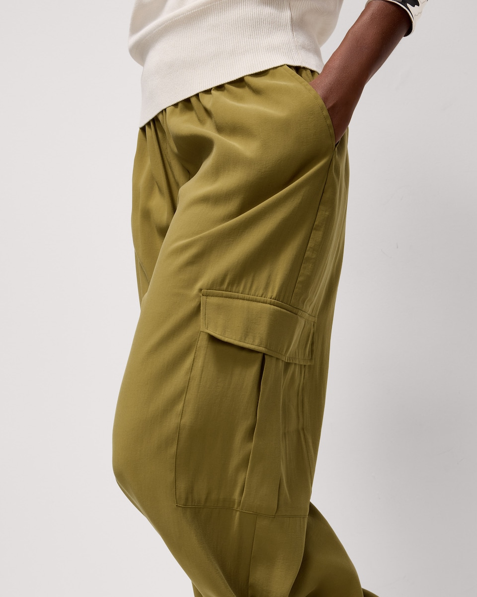 image 1 of F&F Modal Rich Wide Leg Cargo Trousers in Olive