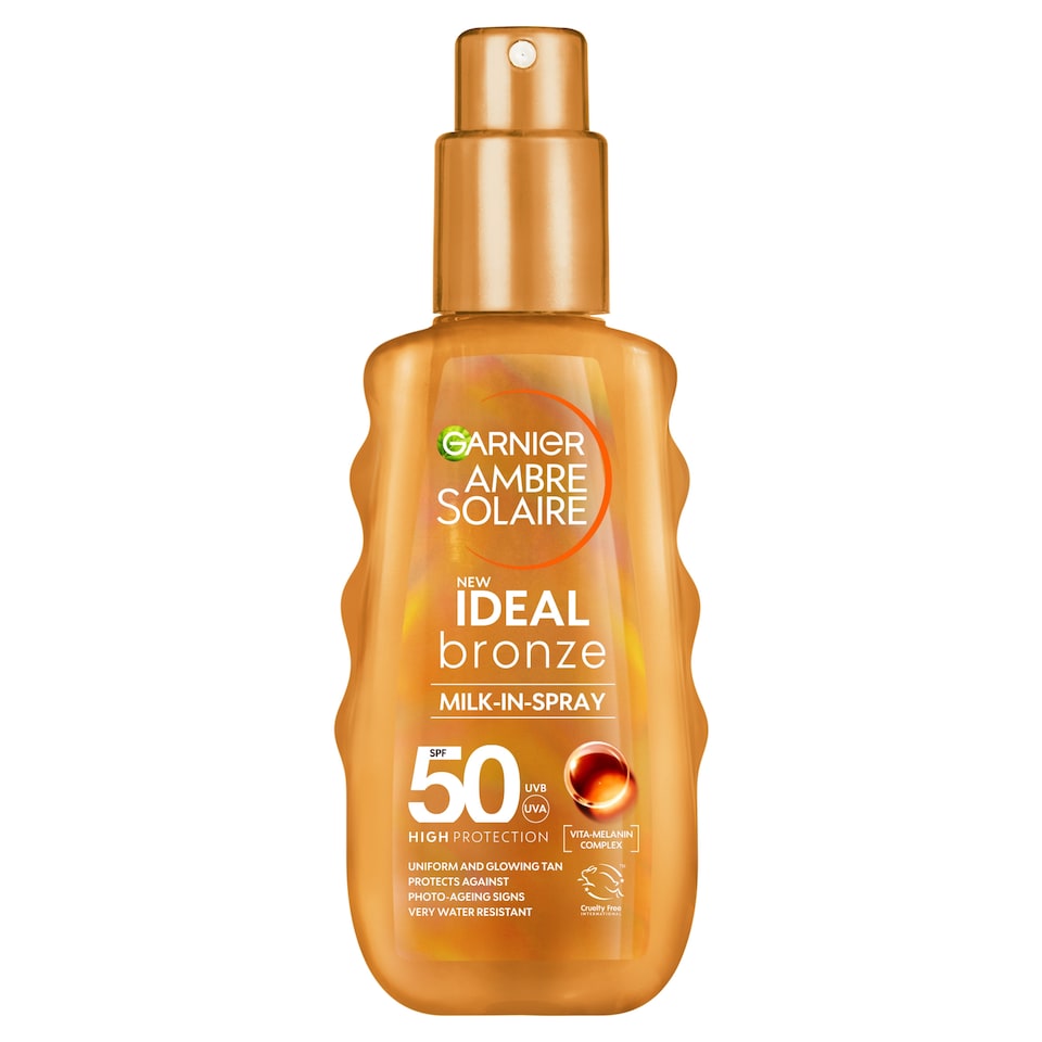 image 1 of Garnier Ambre Solaire Ideal Bronze Milk-In Tanning Spray SPF50 150ml