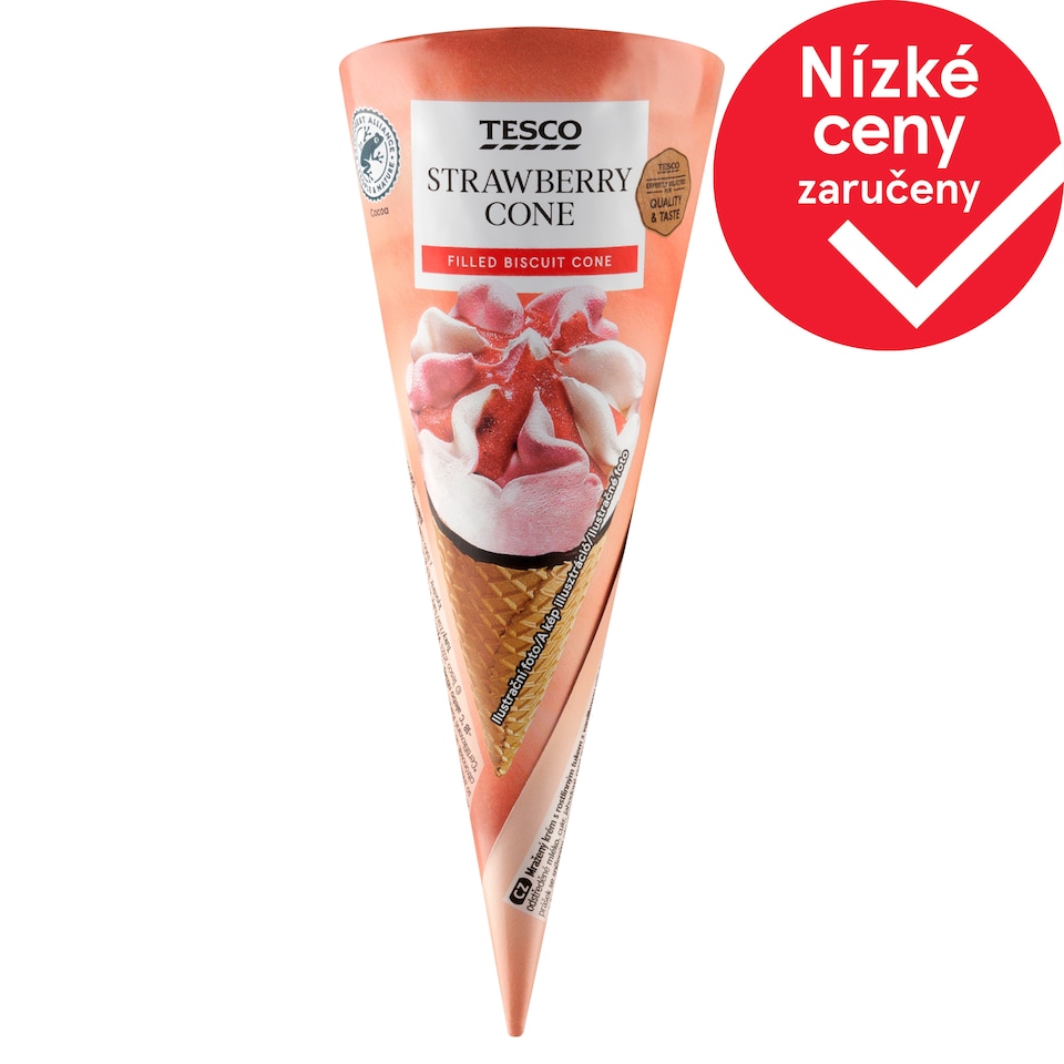 Tesco Mražený krém s vanilkovou příchutí a jahodový 120ml