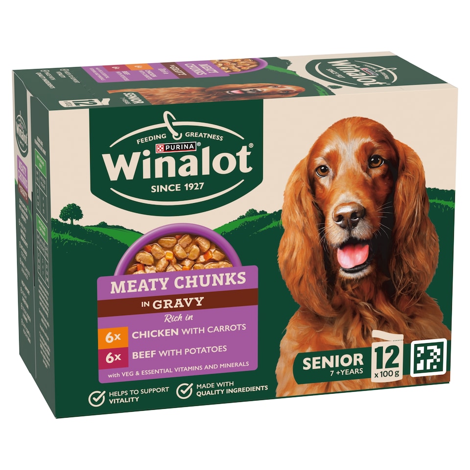image 1 of WINALOT Meaty Chunks Senior Mixed in Gravy Wet Dog Food 12x100g