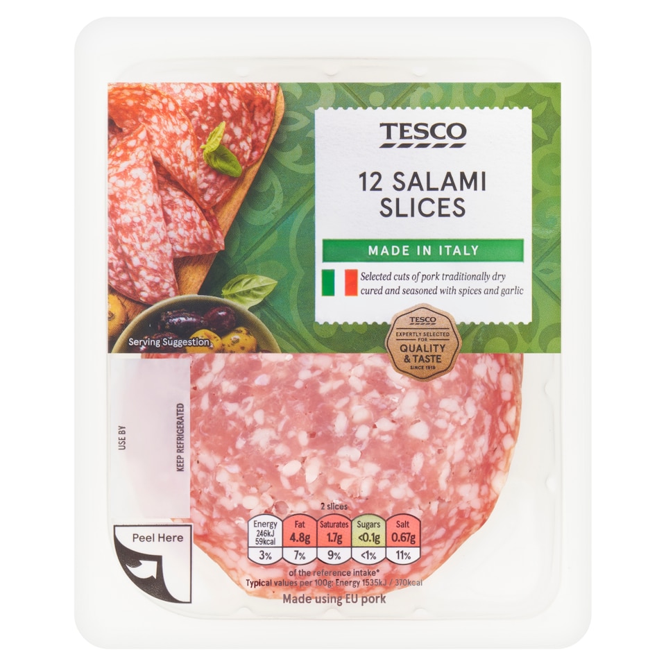 Tesco Salami Slices 12 Pack 100g