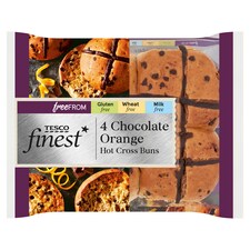 Tesco Finest Free From Hot Cross Buns - Chocolate Orange 4 Pack