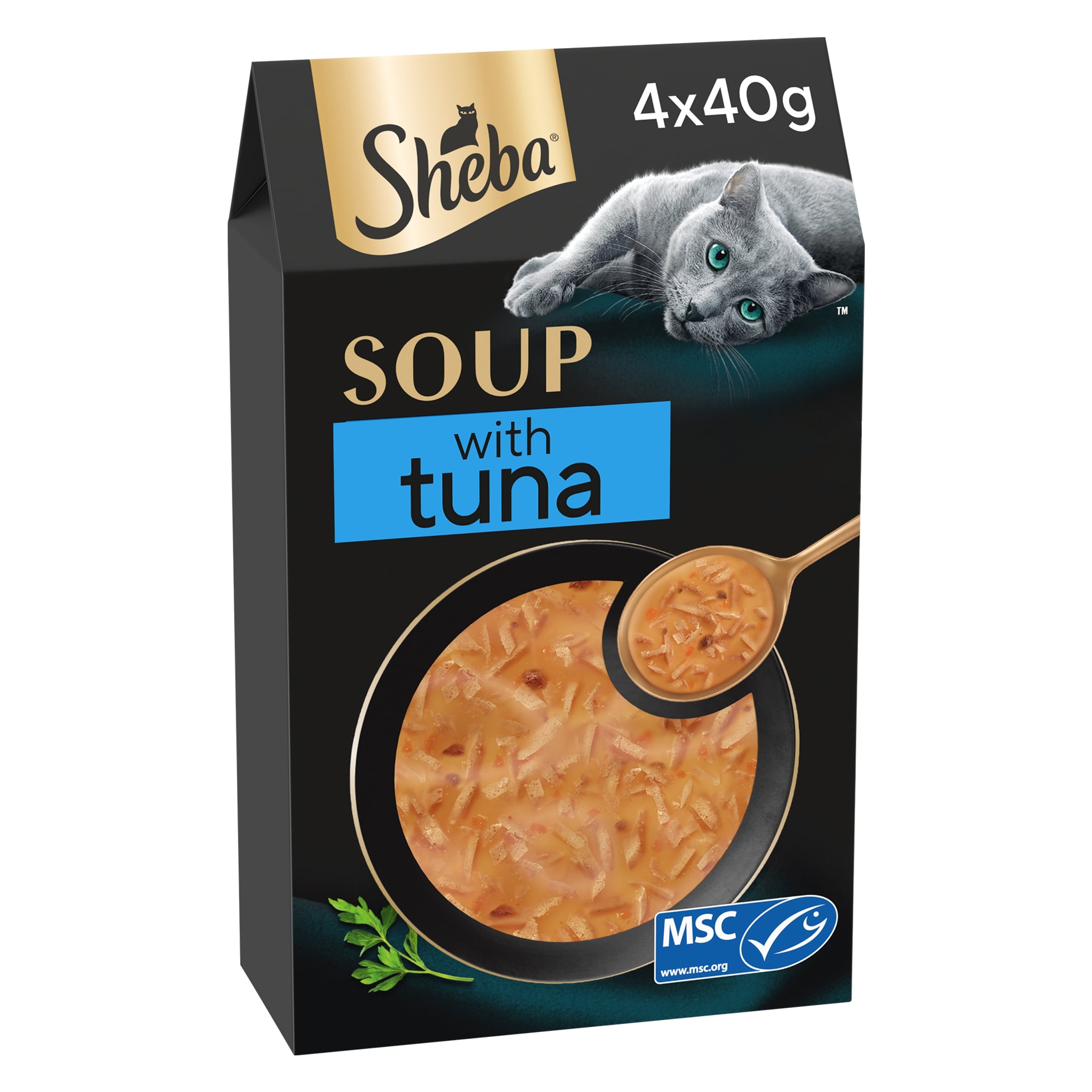 Sheba Classics Wet Cat Food Soup Pouches Tuna Fillet 4x40g