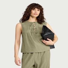 F&F Textured Tie Front Co-ord Top in Green