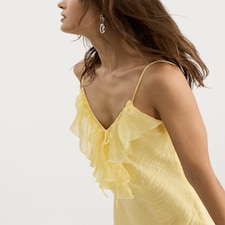 F&F V Neck Ruffle Front Strappy Midi Dress in Yellow