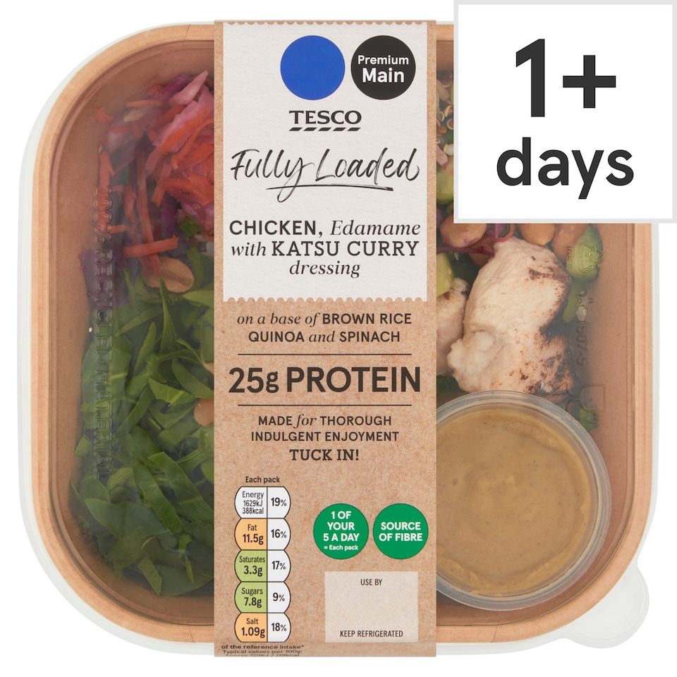 Tesco Fully Loaded Chicken, Edamame with Katsu Curry Dressing 325g
