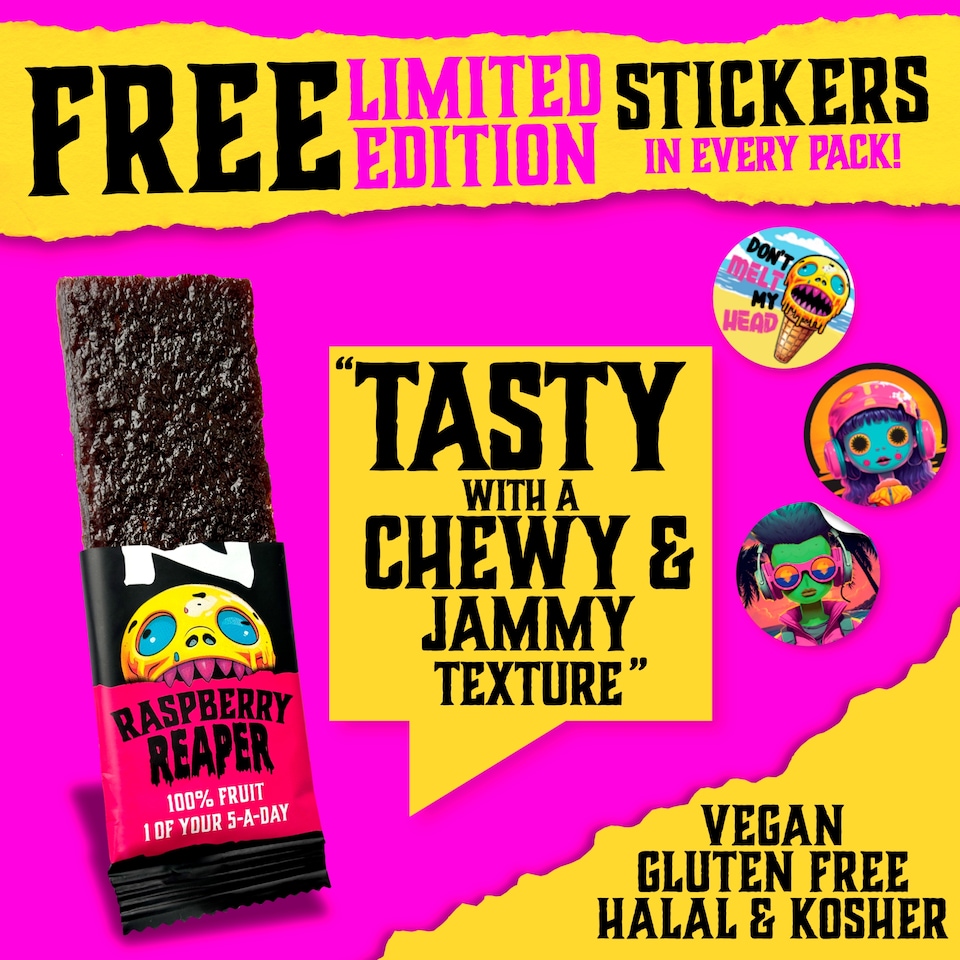 image 1 of Zombie Raspberry Fruit Snack Bar Multipack 4x25g
