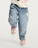 image 1 of F&F Girls Pure Cotton Barrel Leg Embroidered Jeans in Blue