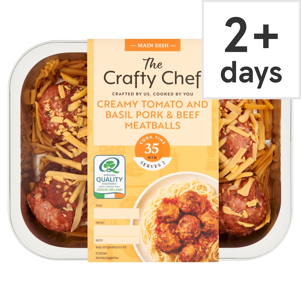 The Crafty Chef Creamy Tomato and Basil Irish Pork & Beef Meatballs 470g