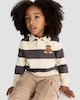 image 1 of F&F Boys Stripe Print Teddy Bear Rugby Jumper in Grey