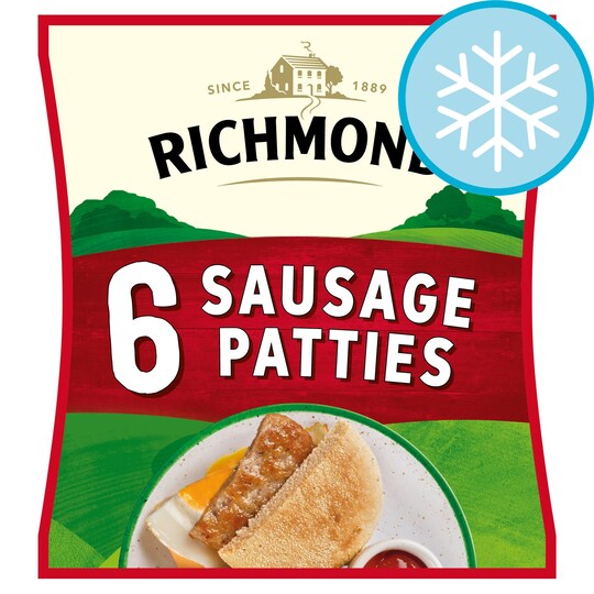 Richmond 6 Sausage Patties Frozen 342G Tesco Groceries