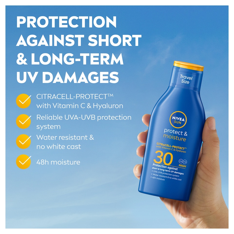 image 1 of NIVEA SUN Sun Cream Lotion SPF30 Water Resistant 100ml Travel Size