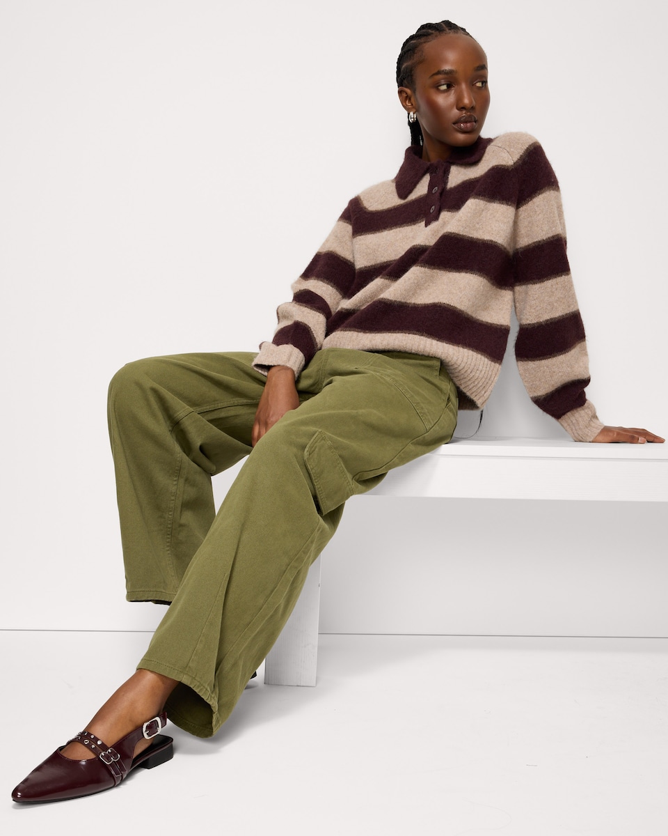 image 1 of F&F Pure Cotton Relaxed Fit Cargo Trousers in Green