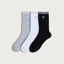 F&F Active 3-Pack Cotton Blend Ribbed Crew Socks in Multi