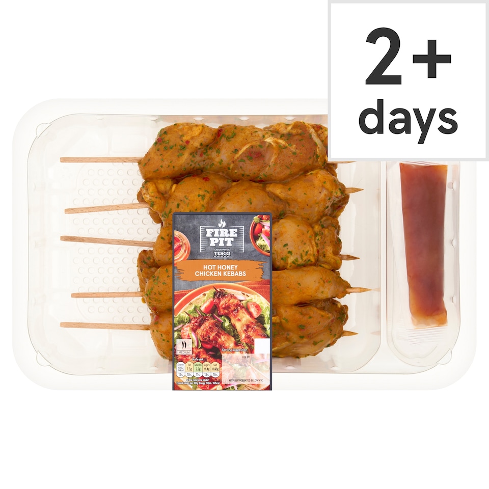 Tesco Fire Pit Hot Honey Chicken Kebabs 400g