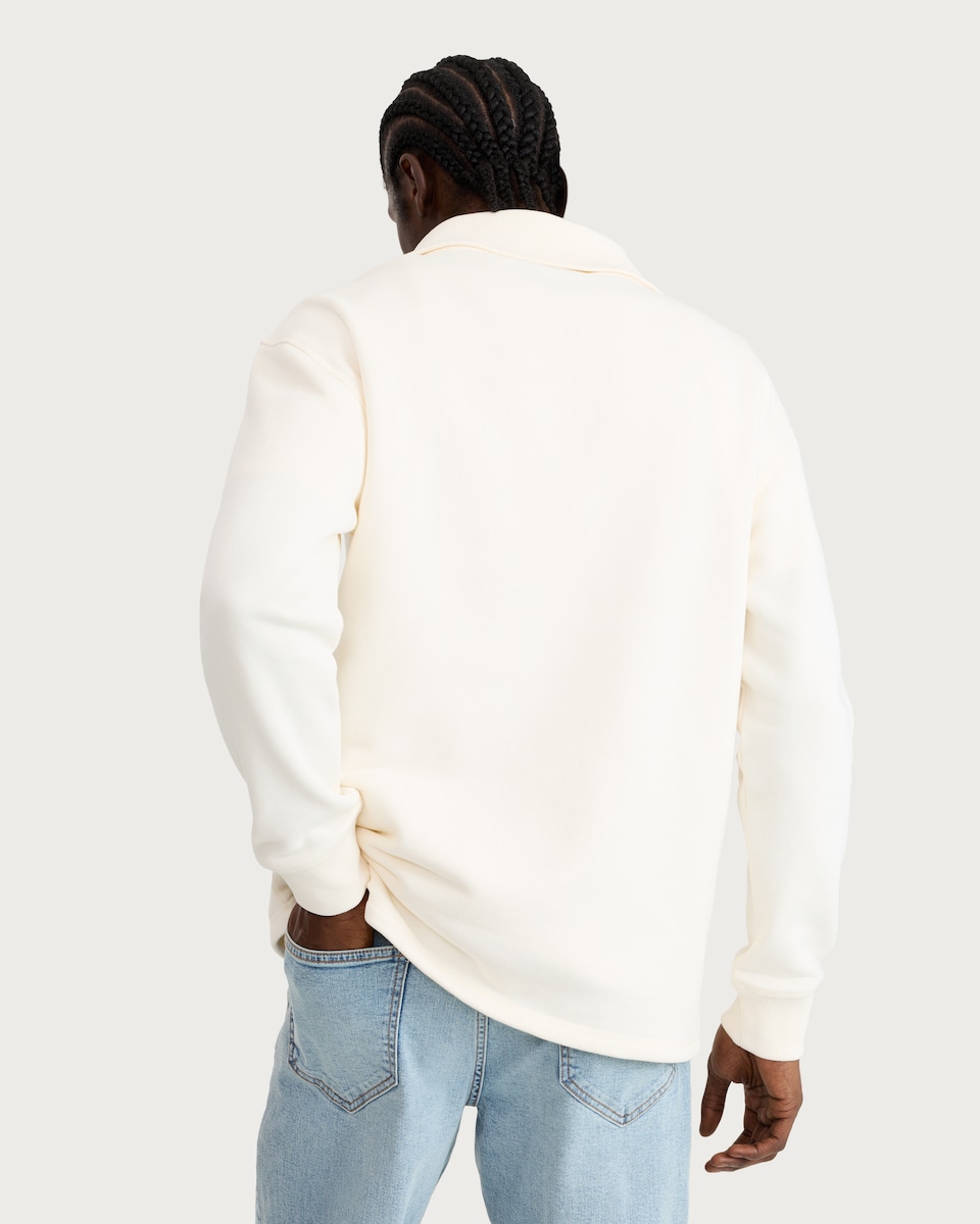 image 1 of F&F Pure Cotton Half Zip Sweatshirt in Cream