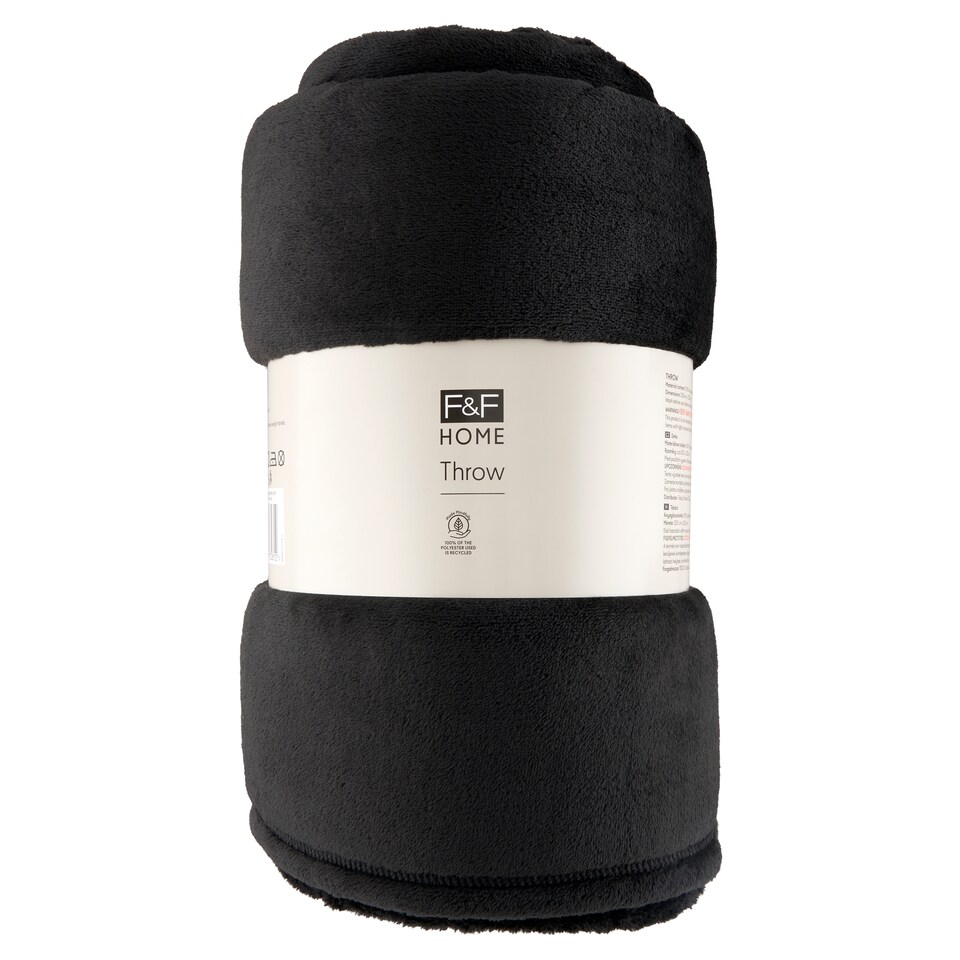 F&F Home Black Large Super Soft prikrývka 200 x 220 cm