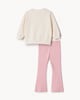 image 4 of F&F Girls 2-Piece Cotton Rich Floral Sweatshirt and Flared Leggings Set in Cream