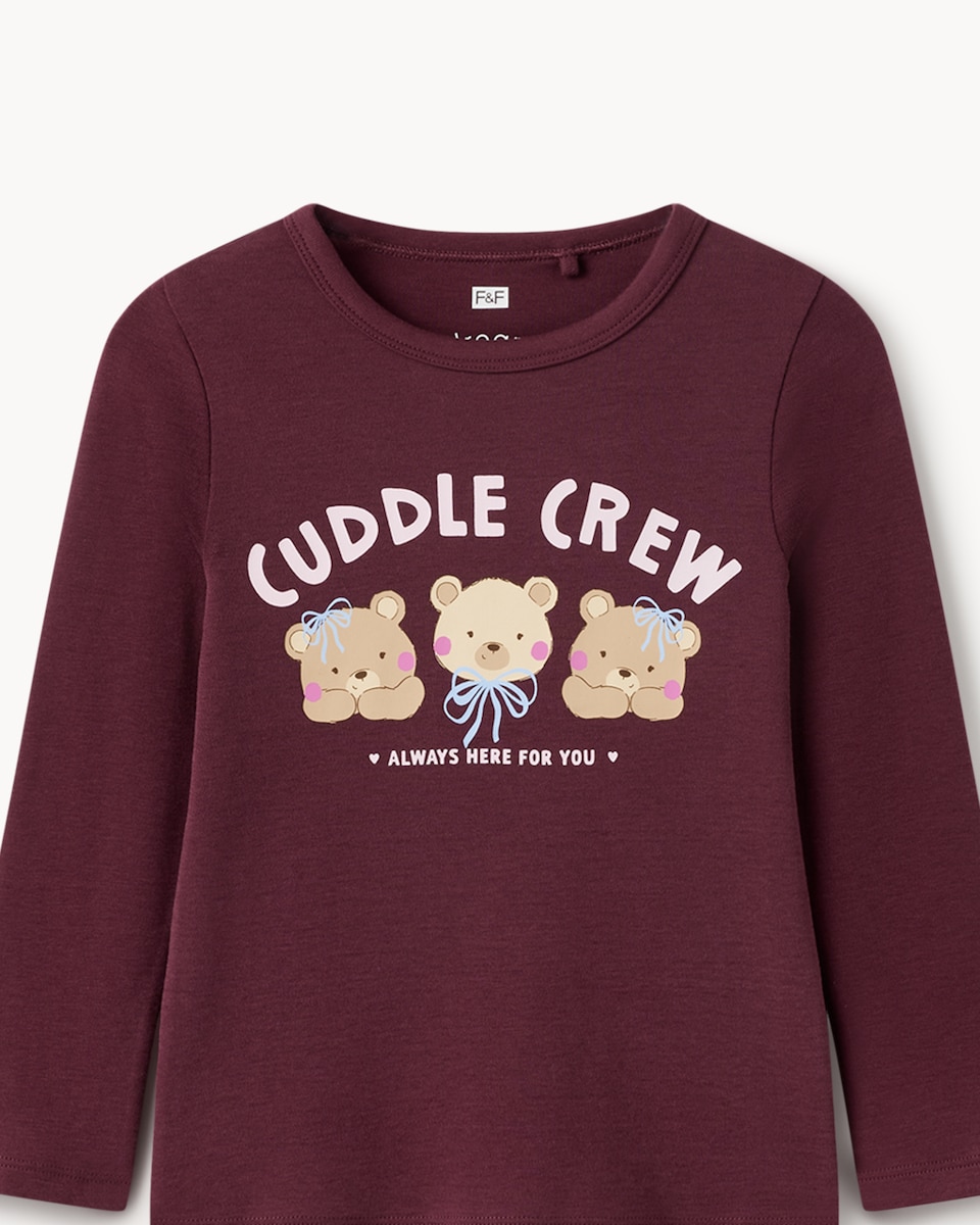 image 1 of F&F Girls 2-Pack Pure Cotton Bear Printed Pyjama Sets in Multi