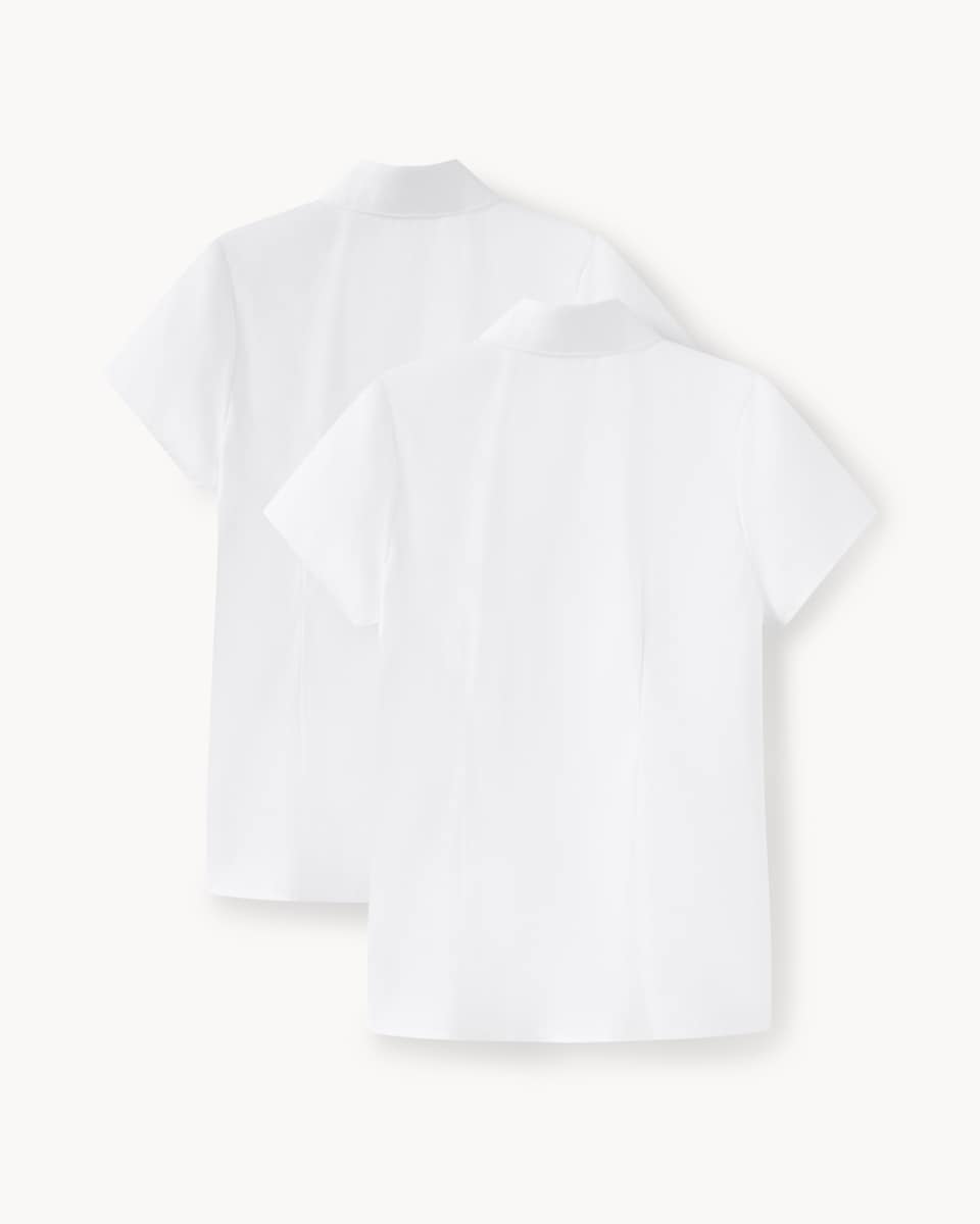 image 1 of F&F School Girls 2 Pack Short Sleeved Shirts in White