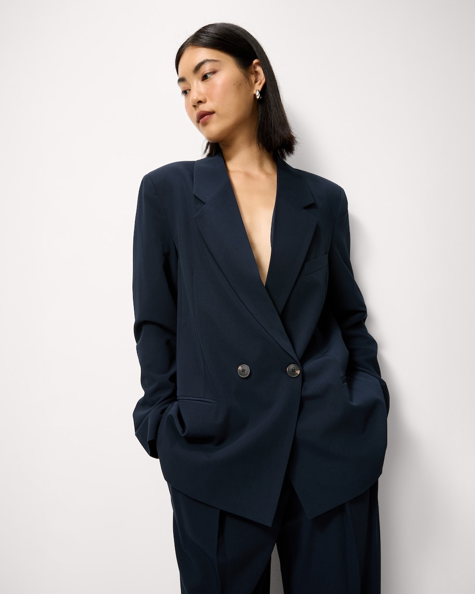 image 1 of F&F Tailored Double Breasted Blazer in Navy
