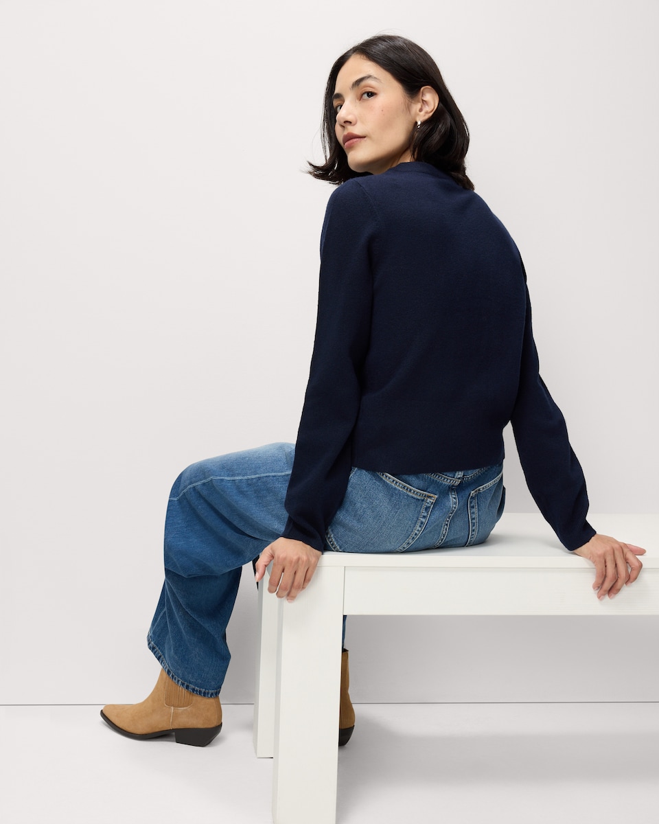 image 1 of F&F Long Sleeved Cardigan in Navy