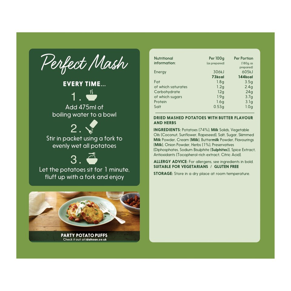 image 1 of Idahoan Butter & Herb Mash 109G