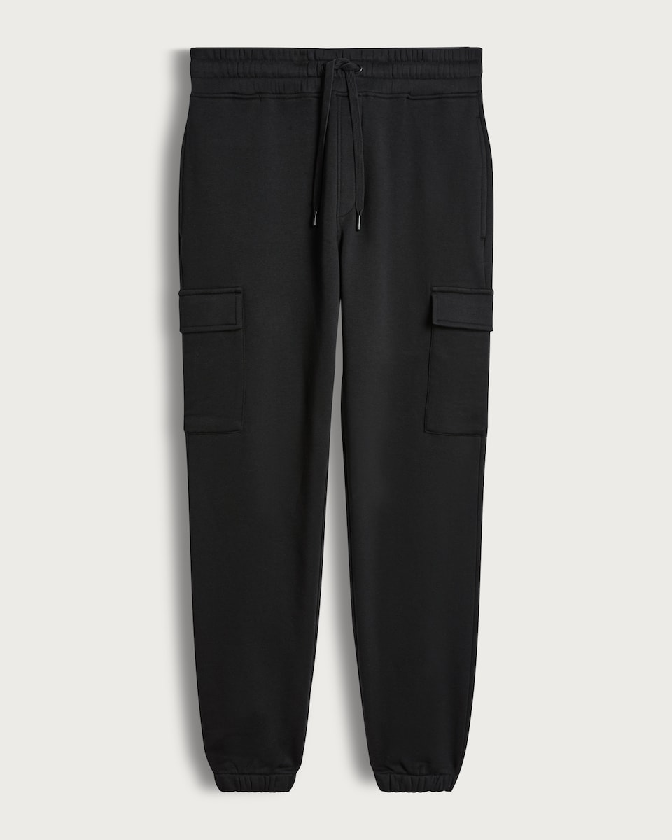 image 1 of F&F Cotton Rich Slim Leg Cuffed Cargo Joggers in Black