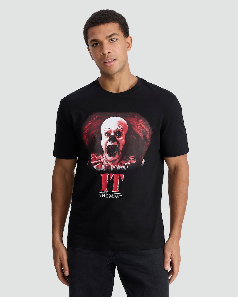 image 1 of F&F Pure Cotton IT The Movie Slogan T-Shirt in Black