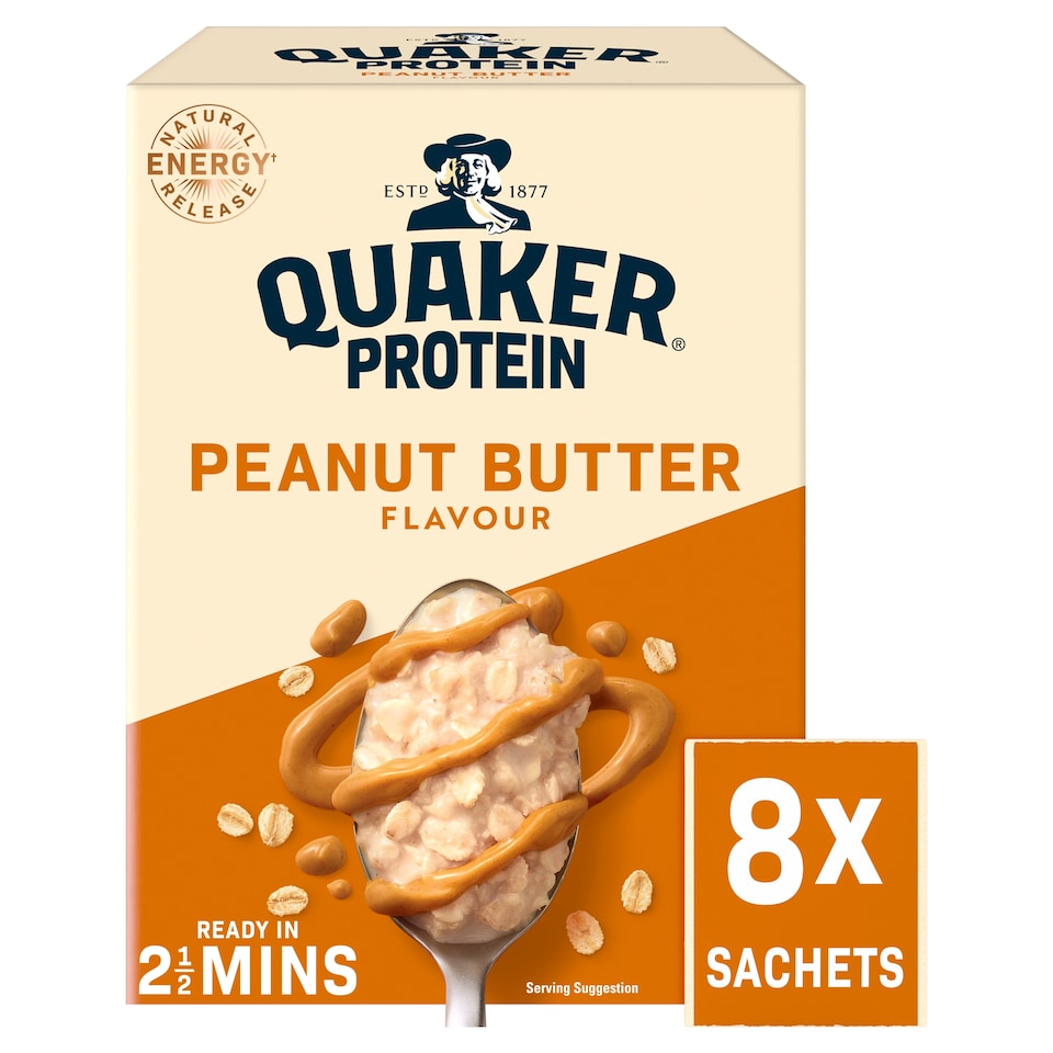 image 1 of Quaker High Protein Peanut Butter Porridge Sachets Oat So Simple 8x43g