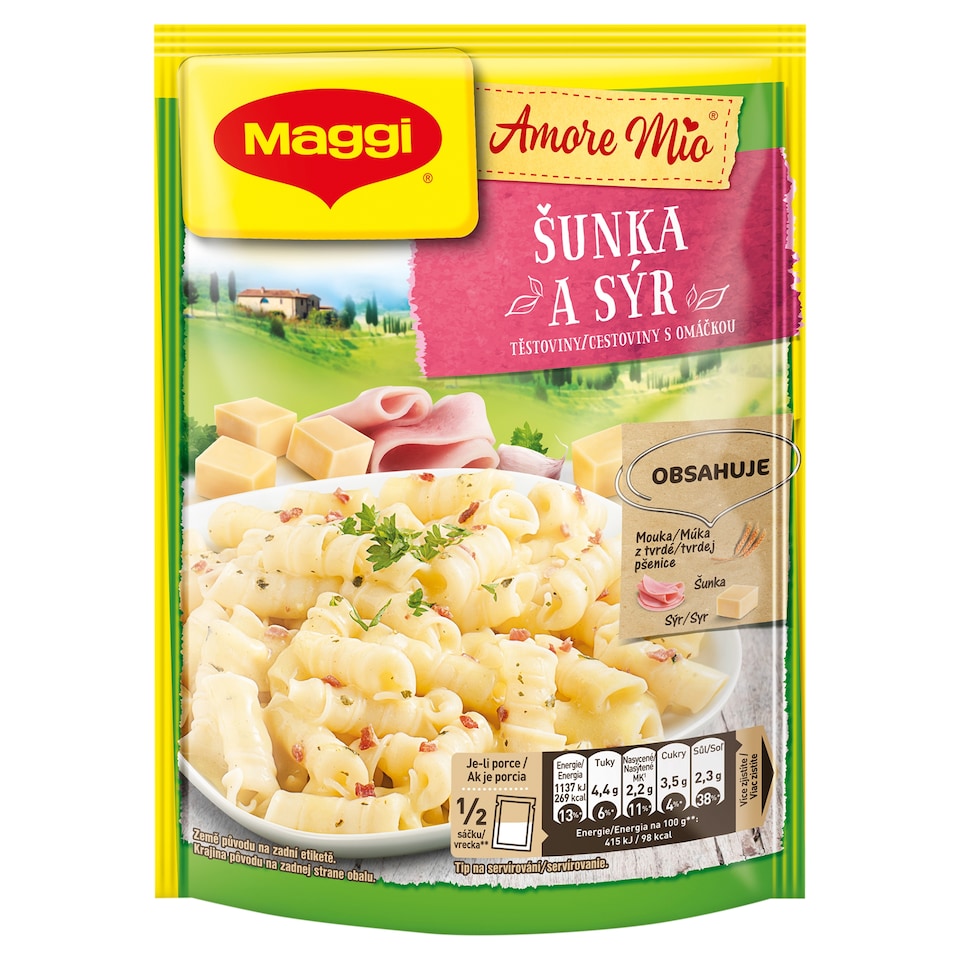 MAGGI Amore Mio Šunka a sýr těstoviny s omáčkou sáček 140g