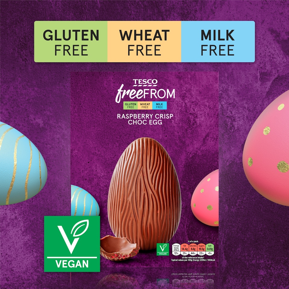 image 1 of Tesco Free From Raspberry Crisp Choc Egg 180g