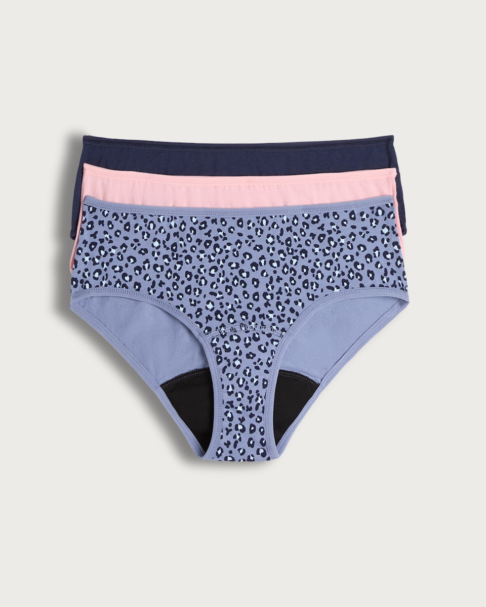 F&F 3-Pack Leopard Print Period Shorts in Black