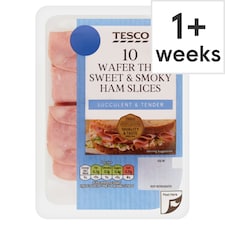 Tesco 10 Wafer Thin Sweet and Smoky Ham Slices 125g