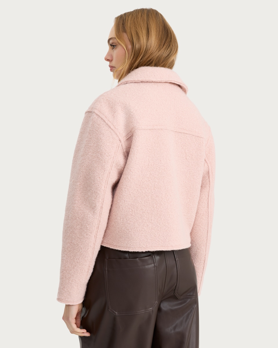 image 1 of F&F Textured Pocket Front Zip Up Jacket in Pink