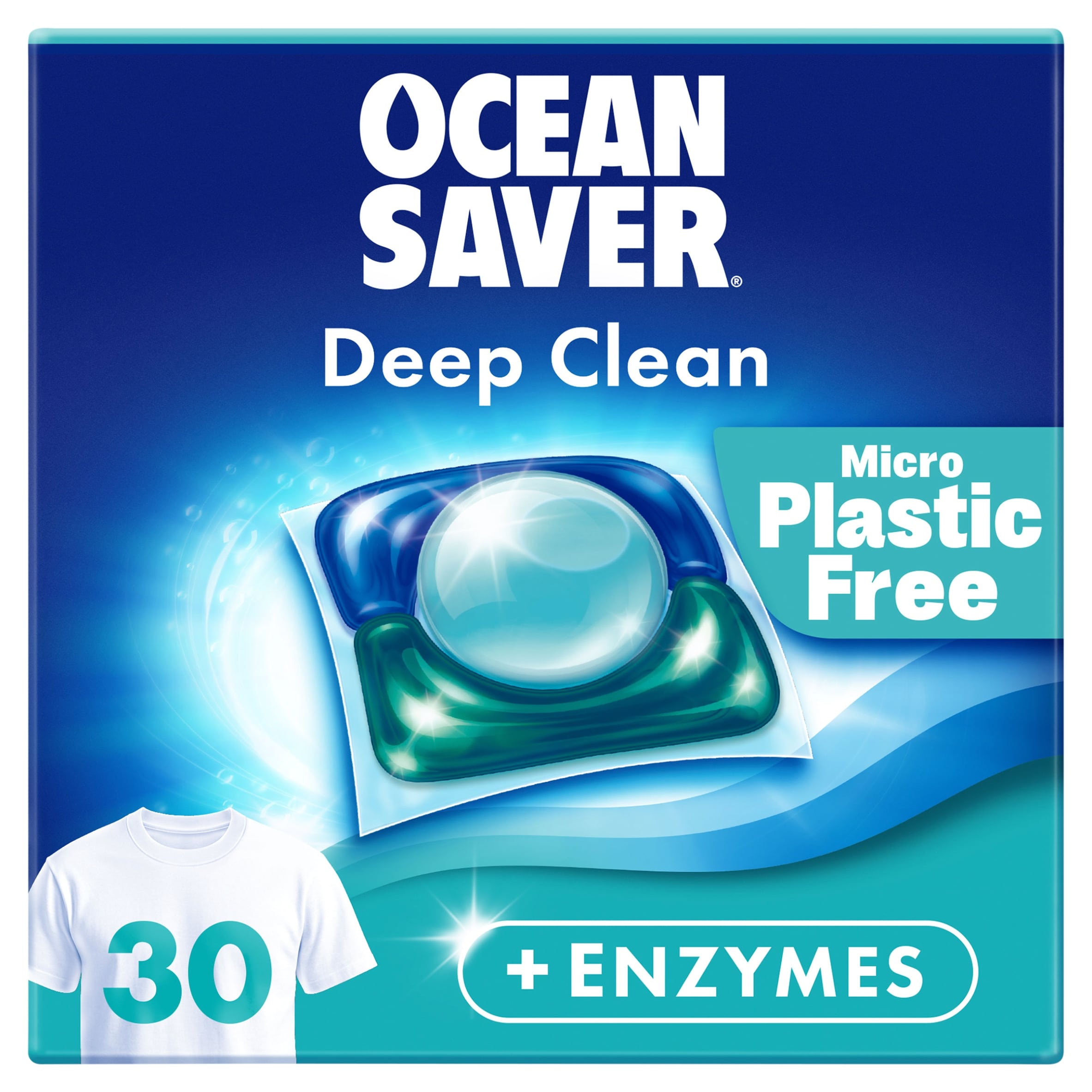 OceanSaver Plastic Free 30 Deep Clean Washing Capsules Wild Sea & Sandalwood 420ml
