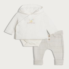 F&F Baby 3-Piece Cotton Rich New to the World Set in White