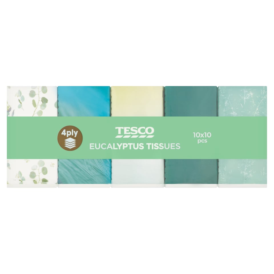 Tesco Tissues Eucalyptus Scented 3 Ply 10 x 10 pcs