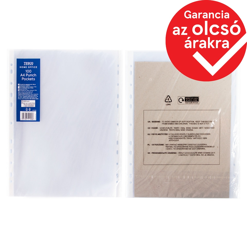 Tesco Home Office A4 lefűzhető tasak 100 db