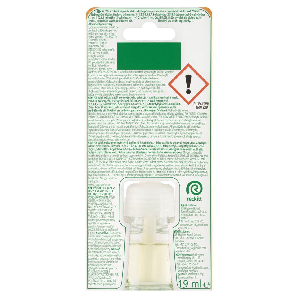 obrázok 1 z Air Wick Tekutá náplň do elektrického prístroja vanilka a bambucké maslo 19 ml