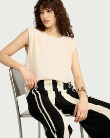 F&F Sleeveless Shoulder Pad Top in Cream