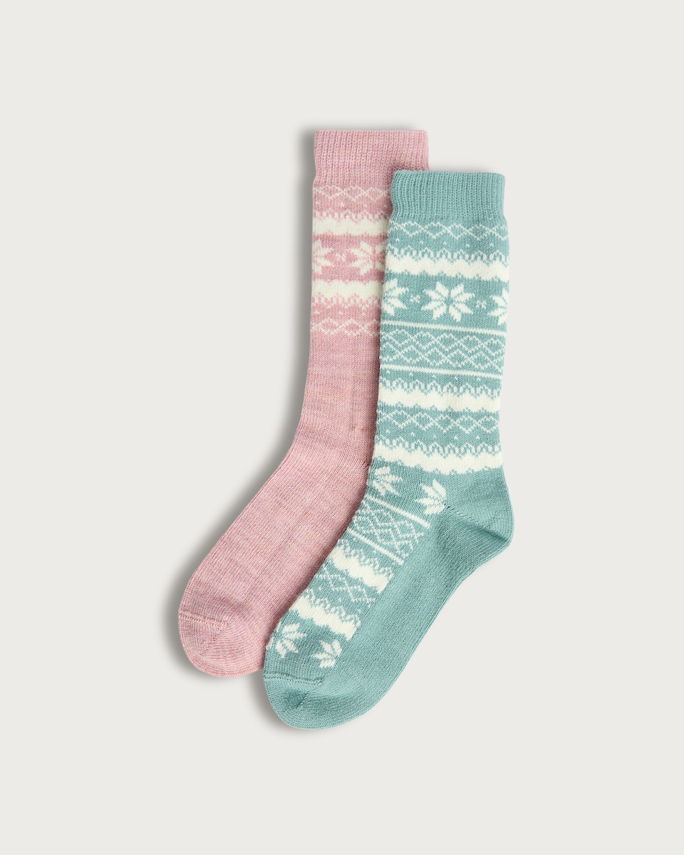 F&F 2-Pack Fair Isle Pattern Thermal Socks with Wool in Multi