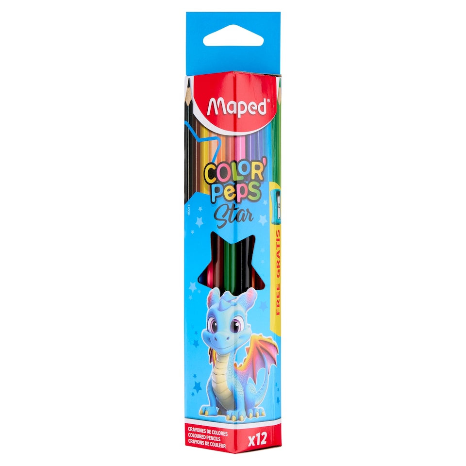 Maped Color' Peps Star Triangular Coloured Pencil Set with Sharpener 12 pcs