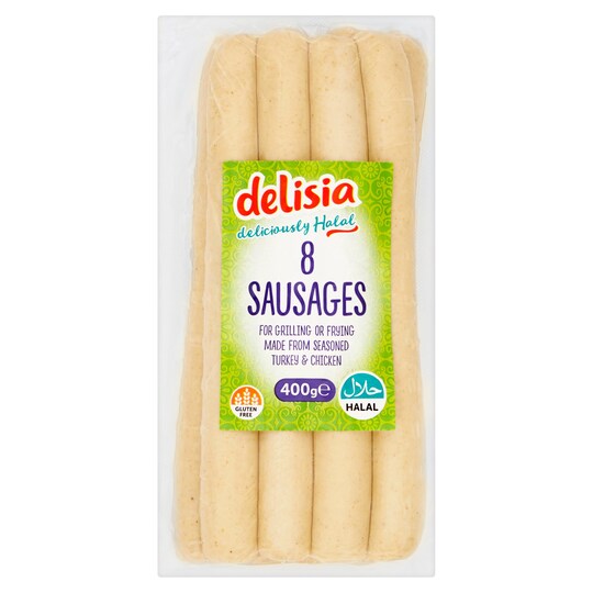 Delisia Halal Sausages 8 pack, 400g Tesco Groceries