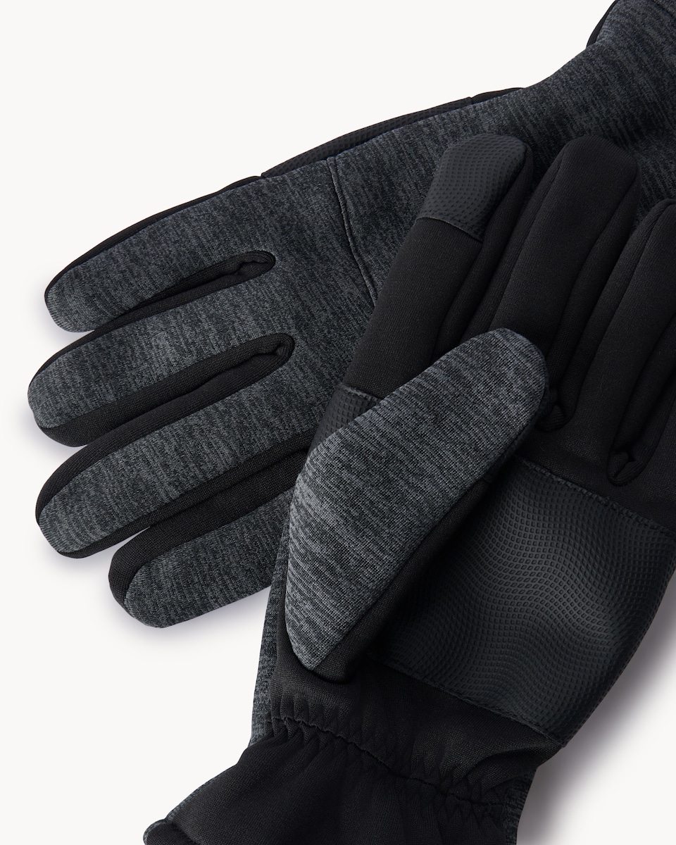 image 1 of F&F Textured Touch Screen Gloves in Black