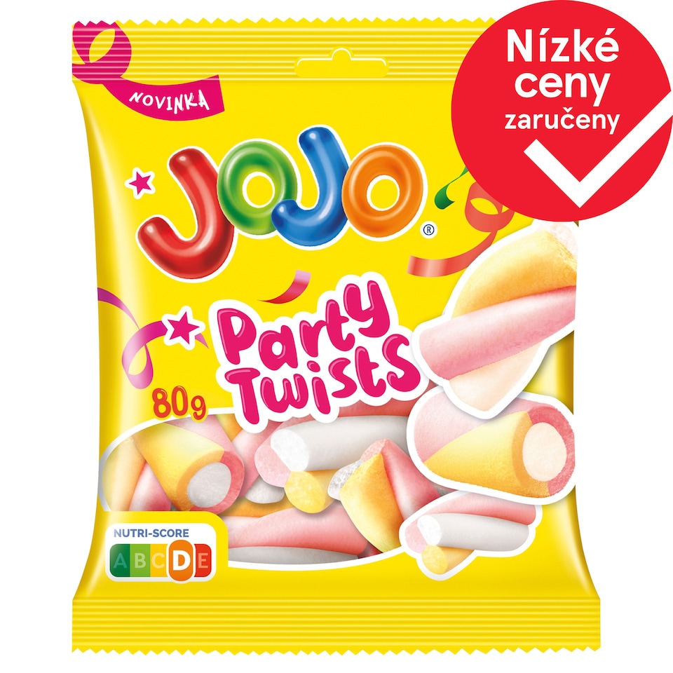 JOJO PartyTwist pěnové bonbóny s příchutí zmrzliny, broskví a borůvek 80g