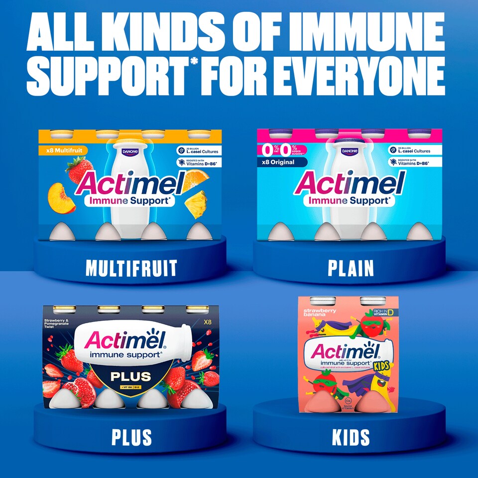 image 1 of Actimel Multifruit Fat Free Immunity Live Yoghurt Drink Multipack 8x100g