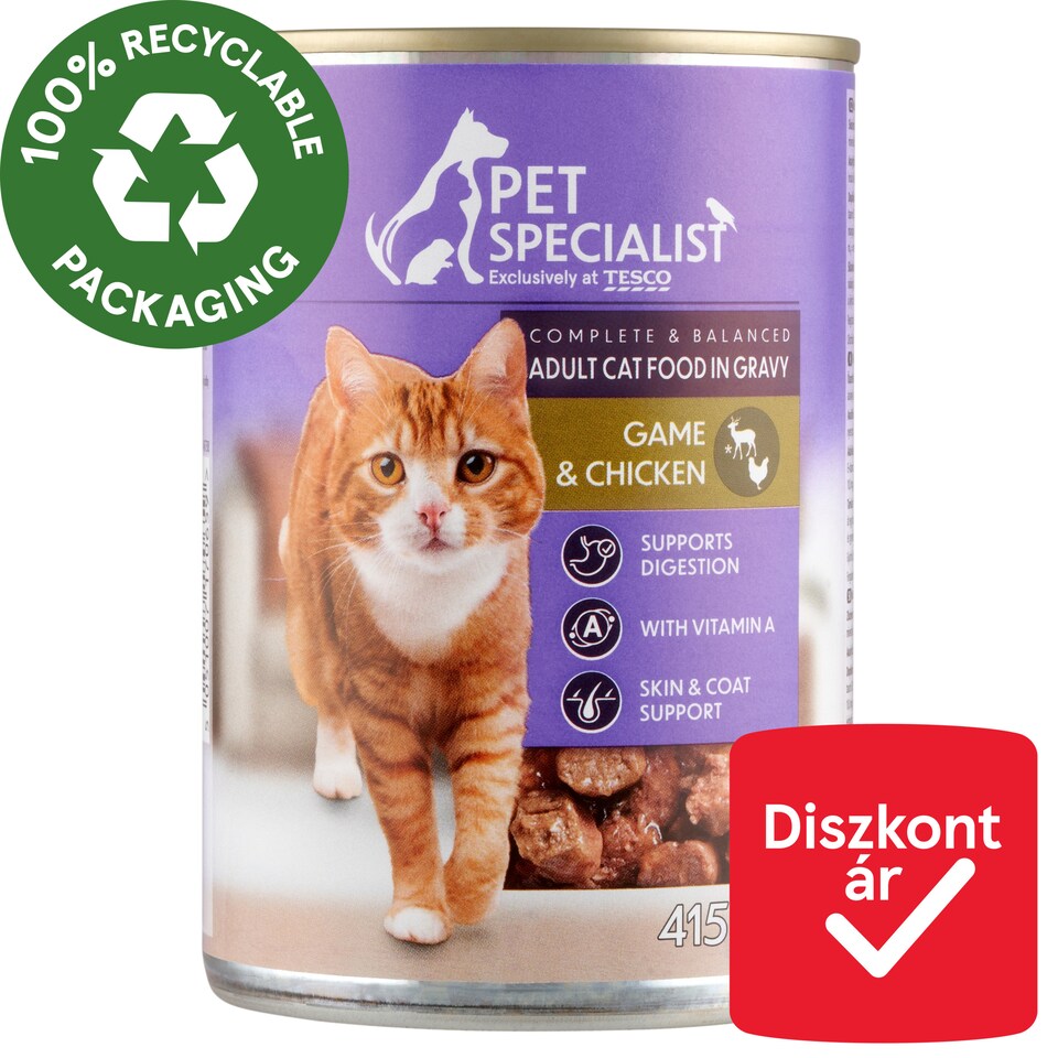 Pet Specialist teljes értékű állateledel felnőtt macskák számára vaddal és csirkével szószban 415 g