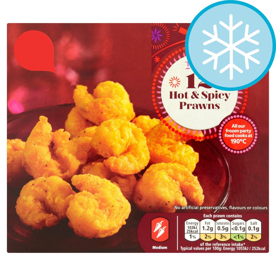 Tesco 12 Hot And Spicy Prawns 132G